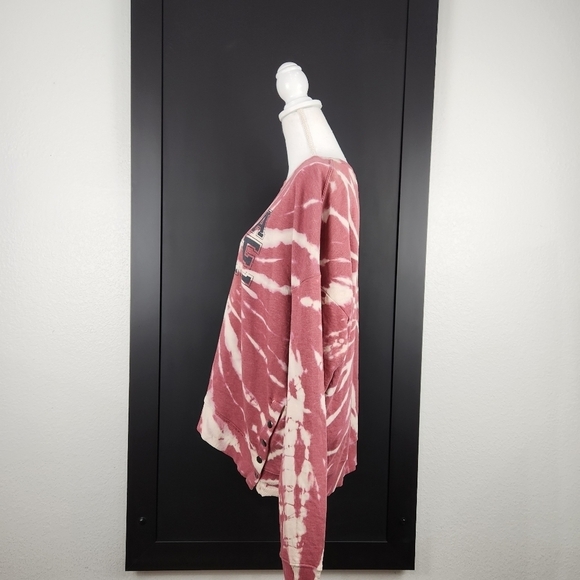 Nwt Kickoff Shop Women’s Tie Dye Sweatshirt Rusty Red Snap Buttons Sz XL - Picture 5 of 9